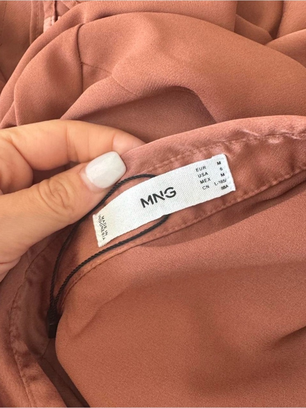 Mango Rust Button-Front Long-Sleeve Blouse - Picture 4 of 5